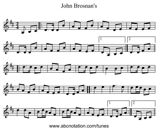 John Brosnan's - staff notation