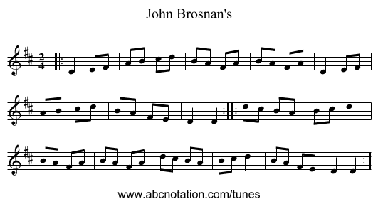 John Brosnan's - staff notation