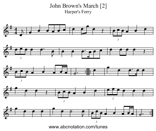 John Brown's March [2] - staff notation