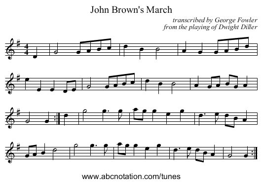 John Brown's March - staff notation