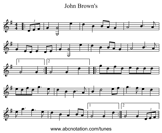 John Brown's - staff notation