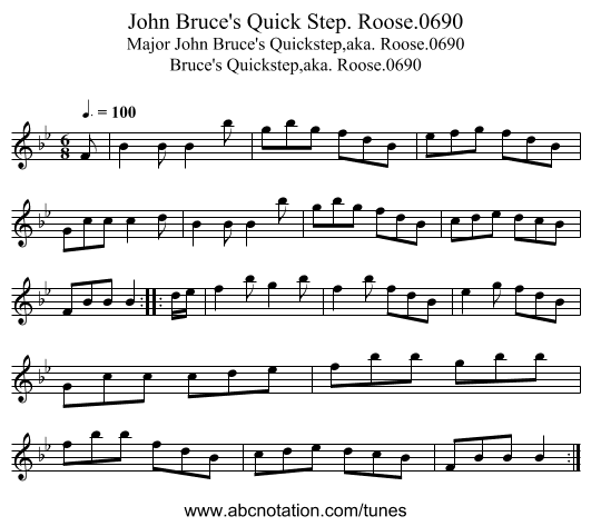 John Bruce's Quick Step. Roose.0690 - staff notation