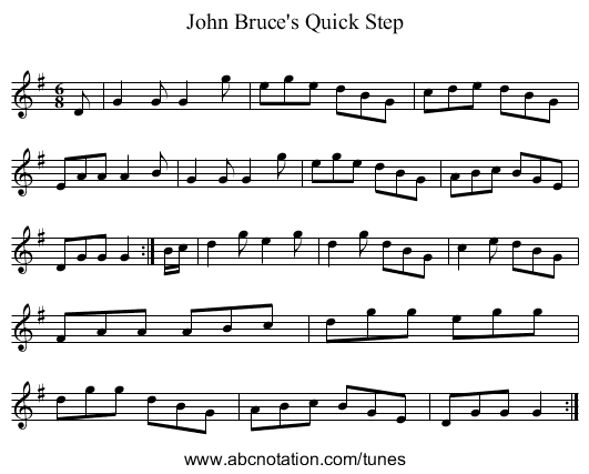 John Bruce's Quick Step - staff notation