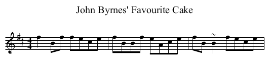 John Byrnes' Favourite Cake - staff notation