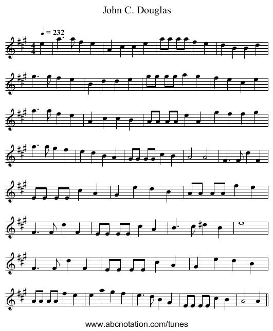 John C. Douglas - staff notation