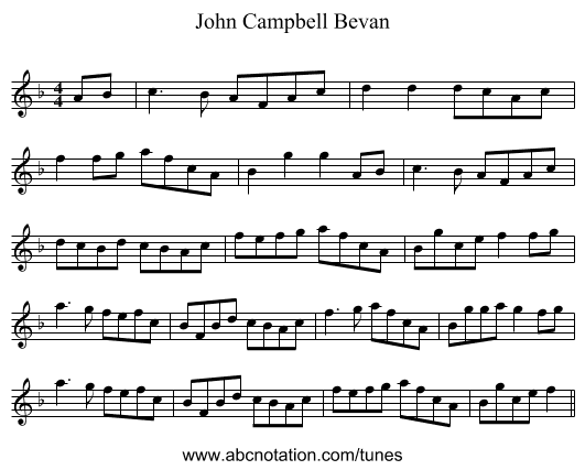 John Campbell Bevan - staff notation