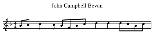 John Campbell Bevan - staff notation