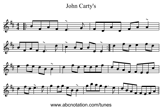 John Carty's - staff notation