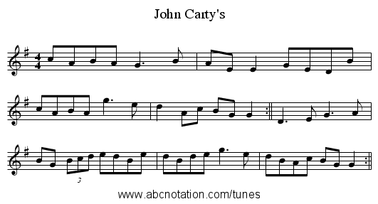 John Carty's - staff notation