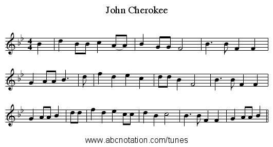 John Cherokee - staff notation
