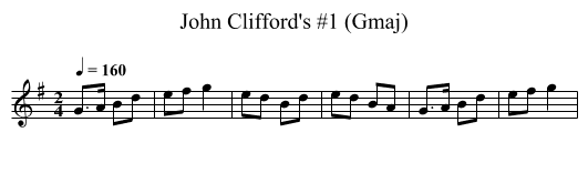 John Clifford's #1 (Gmaj) - staff notation
