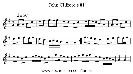 John Clifford's #1 - staff notation