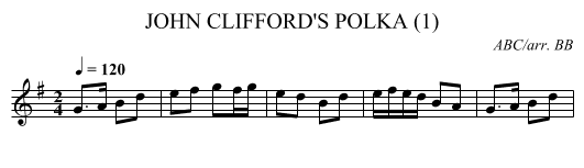 JOHN CLIFFORD'S POLKA (1) - staff notation