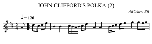JOHN CLIFFORD'S POLKA (2) - staff notation