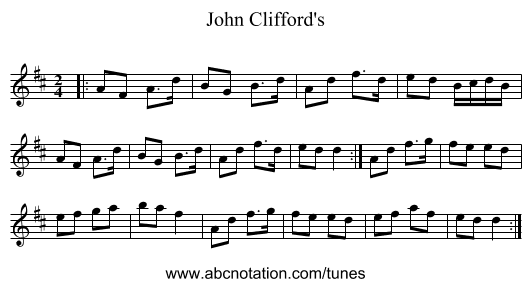 John Clifford's - staff notation