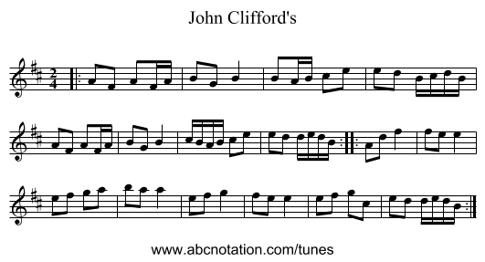John Clifford's - staff notation