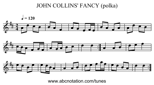 JOHN COLLINS' FANCY (polka) - staff notation