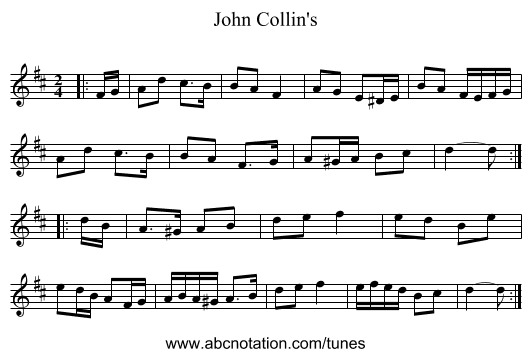 John Collin's - staff notation