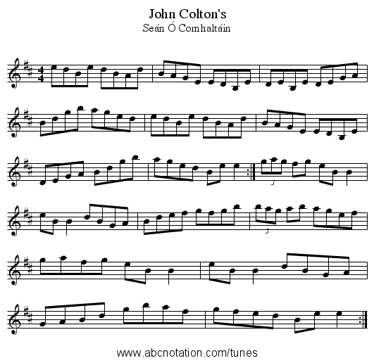 John Colton's - staff notation