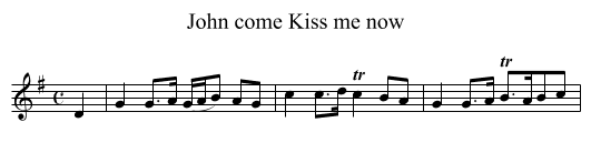 John come Kiss me now - staff notation
