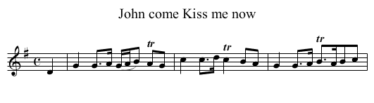 John come Kiss me now - staff notation