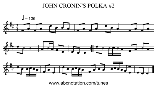 JOHN CRONIN'S POLKA #2 - staff notation