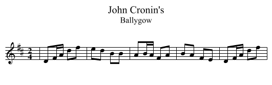 John Cronin's - staff notation