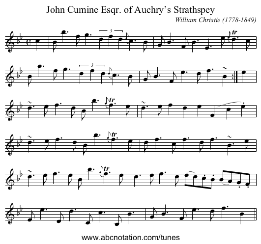 John Cumine Esqr. of Auchry’s Strathspey - staff notation