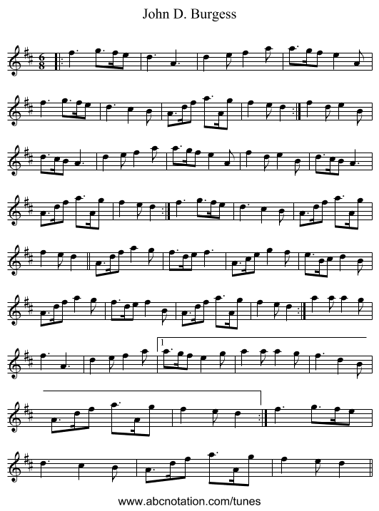 John D. Burgess - staff notation