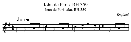 John de Paris. RH.359 - staff notation