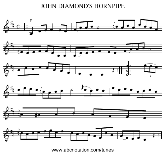 JOHN DIAMOND'S HORNPIPE - staff notation