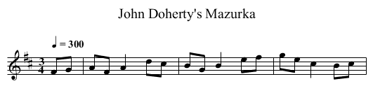 John Doherty's Mazurka - staff notation
