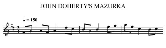 JOHN DOHERTY'S MAZURKA - staff notation