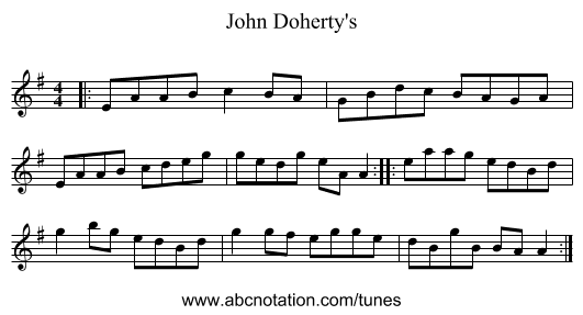 John Doherty's - staff notation
