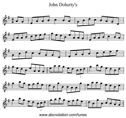 John Doherty's - staff notation