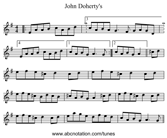 John Doherty's - staff notation