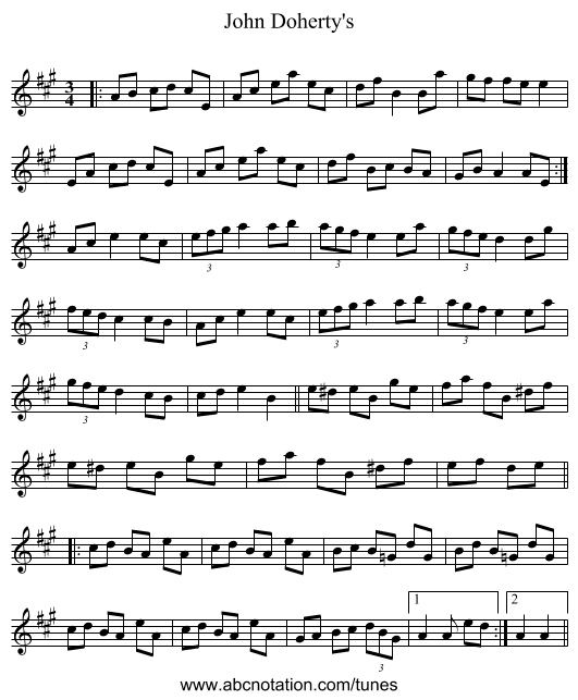 John Doherty's - staff notation