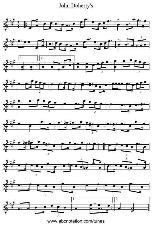 John Doherty's - staff notation