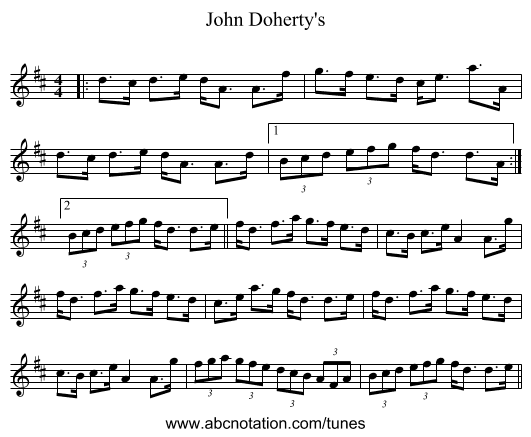 John Doherty's - staff notation