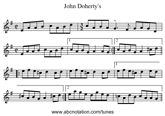 John Doherty's - staff notation
