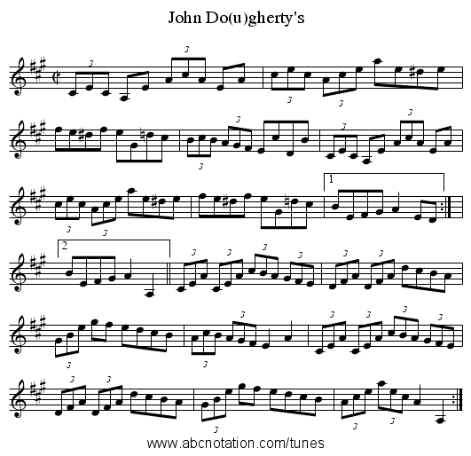 John Do(u)gherty's - staff notation
