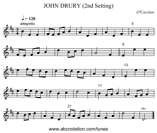 JOHN DRURY (2nd Setting) - staff notation