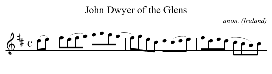 John Dwyer of the Glens - staff notation