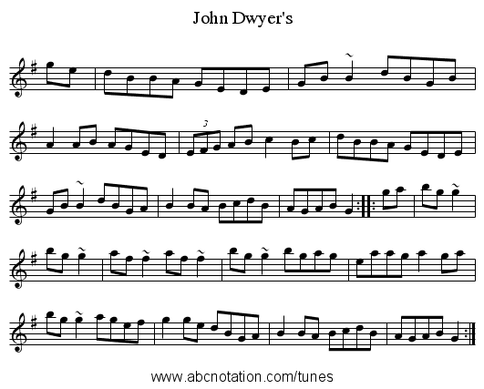 John Dwyer's - staff notation