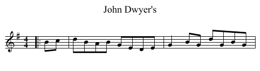 John Dwyer's - staff notation