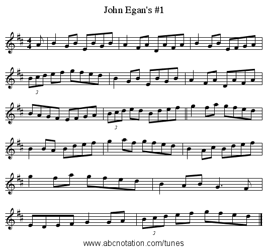 John Egan's #1 - staff notation