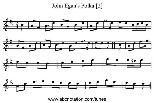 John Egan's Polka [2] - staff notation