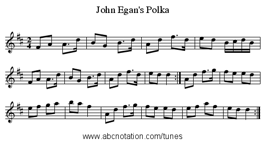 John Egan's Polka - staff notation