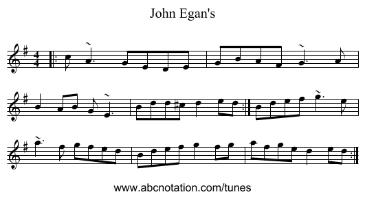 John Egan's - staff notation