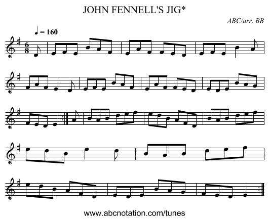 JOHN FENNELL'S JIG* - staff notation